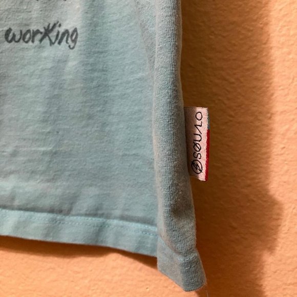 Y2K 'A Bad Day Surfing Is Better Than A Good Day Working' Blue Crop Top Medium - Picture 4 of 6